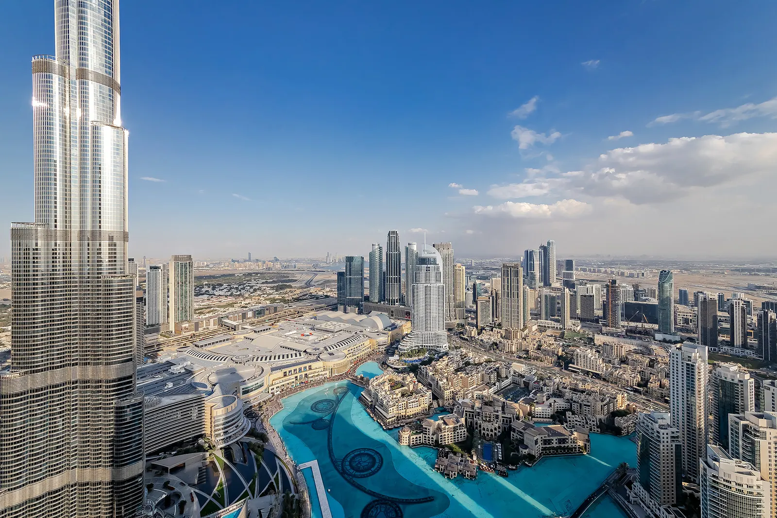 View of Burj Khalifa and Downtown Dubai from a high floor