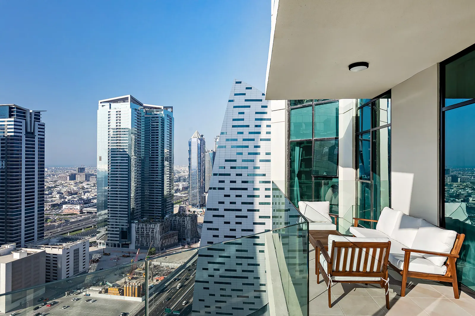 City-view balcony at Urban Oasis